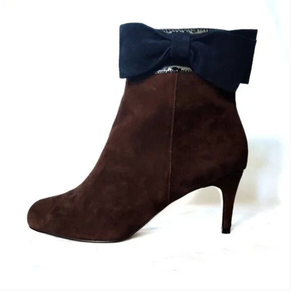 kate spade brown and black suede leather bow heels boots size 6 *PLEASE READ* - Picture 1 of 7